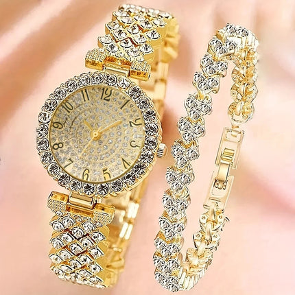 2 pezzi e 1 pezzo elegante orologio in cristallo orologio al quarzo con cinturino in cristallo pieno di lusso semplice alla moda in acciaio inossidabile platinumshop