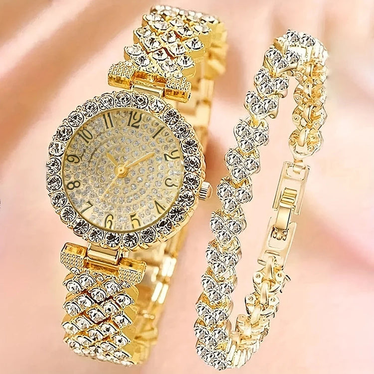 2 pezzi e 1 pezzo elegante orologio in cristallo orologio al quarzo con cinturino in cristallo pieno di lusso semplice alla moda in acciaio inossidabile platinumshop
