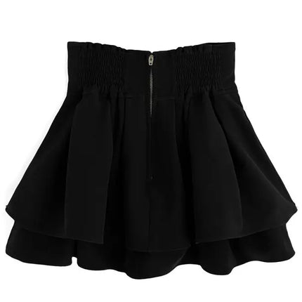 Lautaro Damen-Stufenminirock Frühling Sommer, Schwarz, Süß, Kawaii, Hohe Taille, Cutecore-Kleidung, Japanischer Modestil