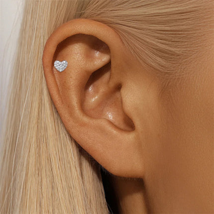 Aide S925 Sterling Silver Moissanite Silver Color Srud Earrings Women Heart Leaf Geometric DIY Ear Bone Sruds Piercing Jewelry PlatiNum