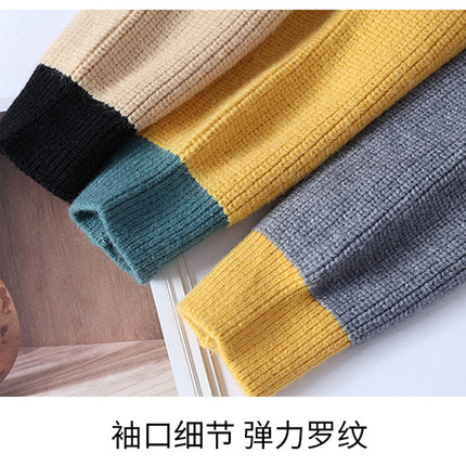 Color Matching Winter Knitted Sweater High-quality New Pullover Loose and Warm Thick Street Autumn Wool 2023 New