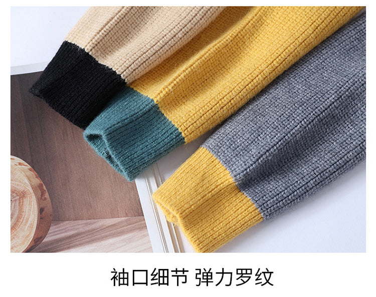 Color Matching Winter Knitted Sweater High-quality New Pullover Loose and Warm Thick Street Autumn Wool 2023 New