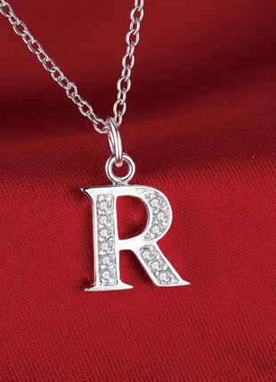 26 Letters 925 Sterling Silver Necklace Pendant Zircon For Women Exquisite Student Girlfriend Jewelry Accessories Wedding Gift PlatiNum