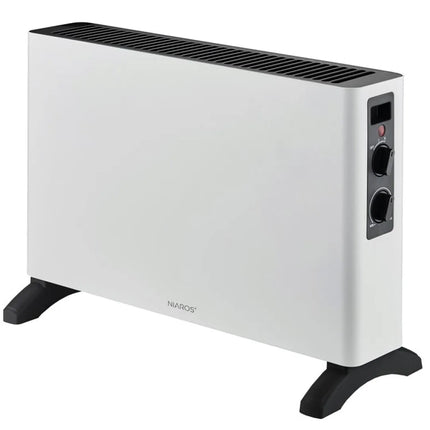 2000W Electric Convector Heater for Home, Portable Heater with Adjustable Thermostat and 2 Power Levels, Coverage of 20-32m², Durable Metal Body, White and Black