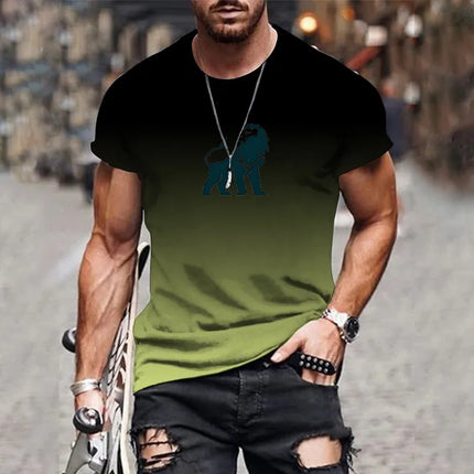 New fashionable and trendy men's 3D gradient print t-shirt top summer streetwear o-neck plus size pullover