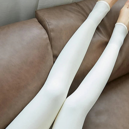 Women Winter Leggings White High Waist Tight Warm Legging Workout Thick Thermal Pantyhose Sexy Elasticity Fleece Stocking Female PlatiNum