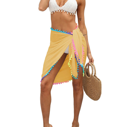 Sarong da Spiaggia per Donna, Sexy Copricostume in Rete Trasparente con Frange Colorate platinumshop