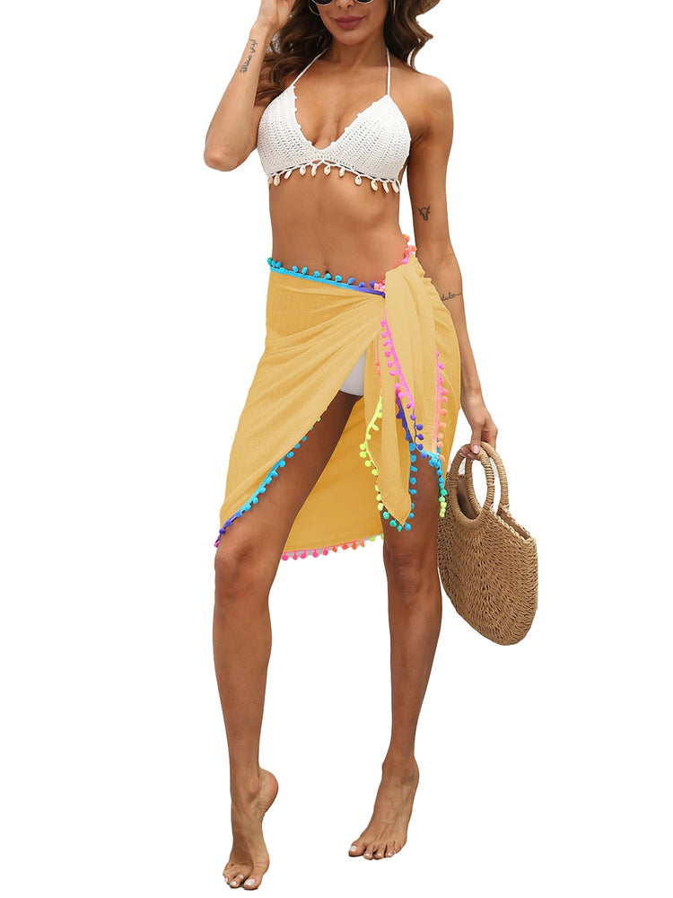 Sarong da Spiaggia per Donna, Sexy Copricostume in Rete Trasparente con Frange Colorate platinumshop