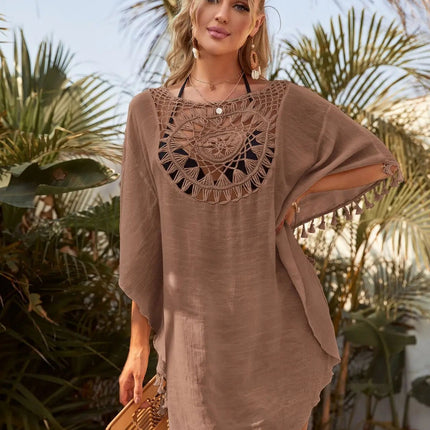 Grembiule da spiaggia allentato da donna con spalle scoperte, casual, per le vacanze, stile sexy, con nappa ritagliata, grembiule da spiaggia estivo da donna platinumshop
