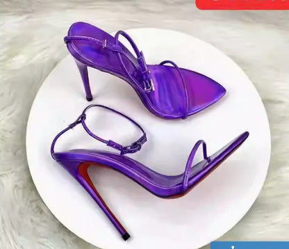 European Station 12cm pointed buckle strap thin strap sexy super high heels sandals size 35-46 thin heel  fashion shoes