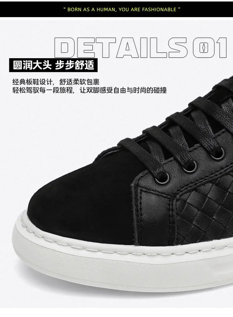 Sneakers Premium Breathable Woven Black Casual Shoes for Men Lightweight Comfortable Daily Walking Outdoor Footwear