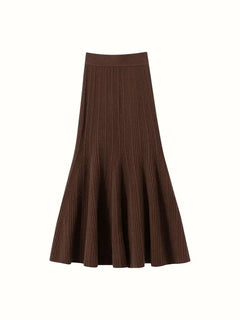 Damenrock aus 100 % Kaschmir, gestrickt, Herbst Winter Elegant, Meerjungfrau, wadenlang, High Waist, schmal, für Büro-Damen, leichter Luxus