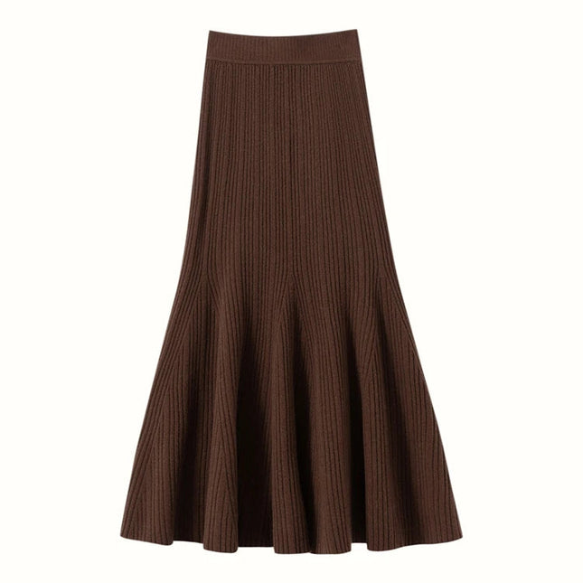 Woman's 100% Cashmere Knittwear Skirt Autumn Winter Elegant Mermaid Mid-calf High Waisted Slim Office Lady Dress Light Luxury PlatiNum