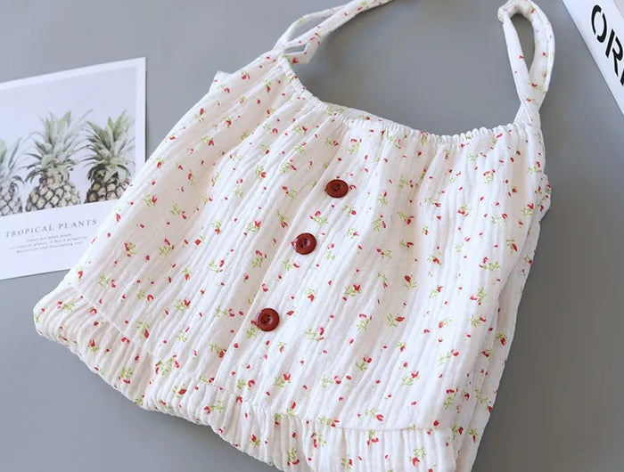 Nuova Camicia da Notte Lunga con Stampa Floreale, Pigiama da Donna in Puro Cotone, Lingerie Comoda, Abbigliamento Estivo Casual per Casa