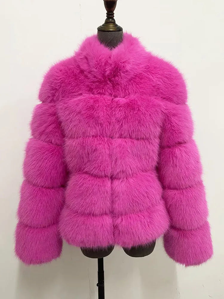 ZADORIN Fashion Thick Warm Winter Coat Woman Luxury Faux Fox Fur Coat Jackets Woman Stand Fur Collar Fake Fur Jacket Outerwears
