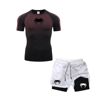 Set di compressione Anime Venom Magliette da palestra per allenamento da uomo Pantaloncini da corsa traspiranti Set di abbigliamento sportivo Rash Guard ad asciugatura rapida platinumshop