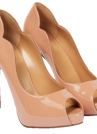 New Women's Open Toed Patent Leather  High Heels Shoes Ladies  Slim High Heels Fishmouth Shoes Sexy Party Shoes PlatiNum