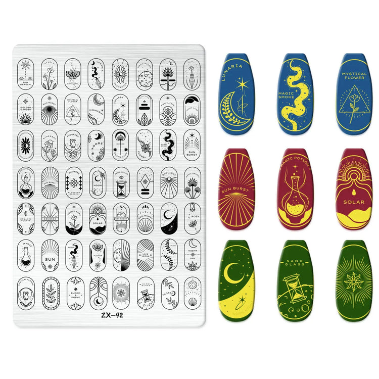 Flowers Love Nail Stamping Newspaper Splice Theme Irregular Stamping Plates Letter Nail Art Printing Stencil Tool Big Size Tools
