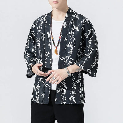 Camicie Sottili da Uomo con Stampa Tradizionale, Abbigliamento Asiatico, Kimono Giapponese, Camicie Yukata da Uomo, Top Larghi da Donna Stile Harajuku, Cappotto Taglie Forti fino alla 5XL
