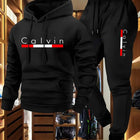 2025 Men's Casual Jogging Sportswear Set Hoodie and Black Sweatpants Rubberized Jacket Fashion Sports Winter Warm 2 Piece Set PlatiNum