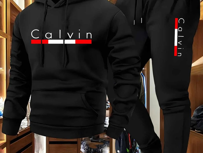2025 Men's Casual Jogging Sportswear Set Hoodie and Black Sweatpants Rubberized Jacket Fashion Sports Winter Warm 2 Piece Set PlatiNum