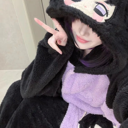 Demon Slayer Kanroji Mitsuri Tokito Muichiro Women Autumn Winter Loungewear Coral Fleece Robe  Love Hashira Cosplay Home Pajamas