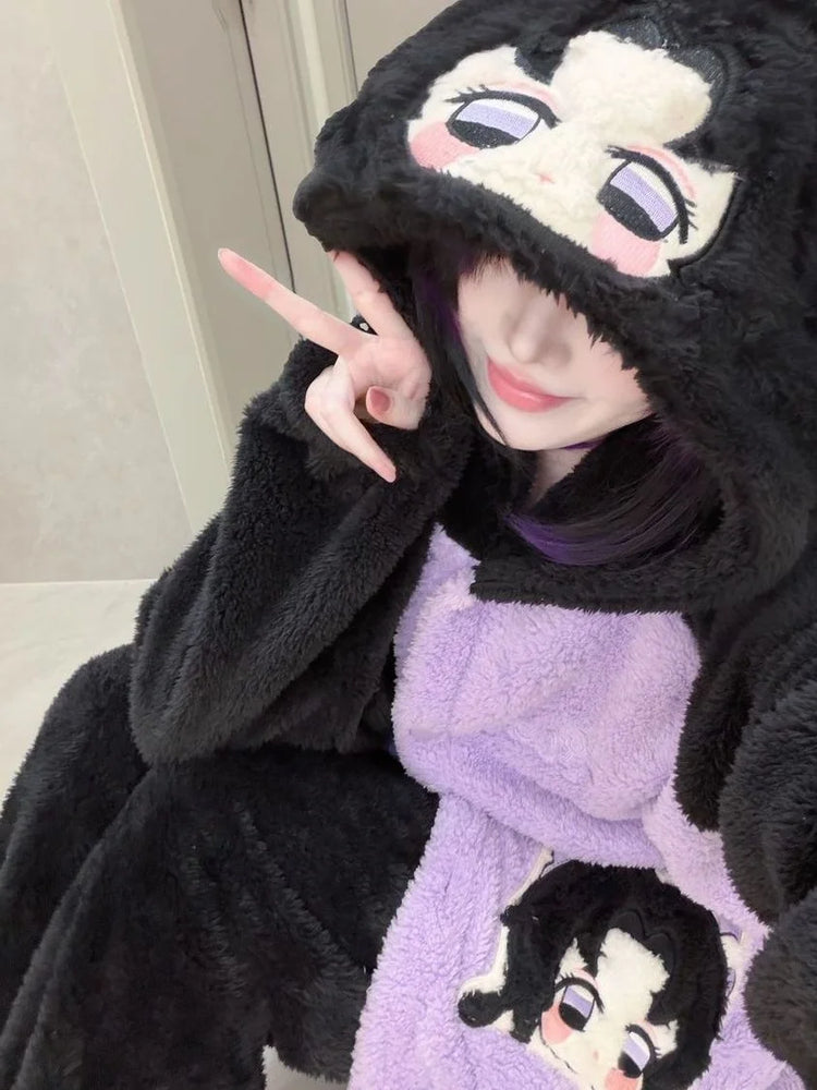 Demon Slayer Kanroji Mitsuri Tokito Muichiro Women Autumn Winter Loungewear Coral Fleece Robe  Love Hashira Cosplay Home Pajamas