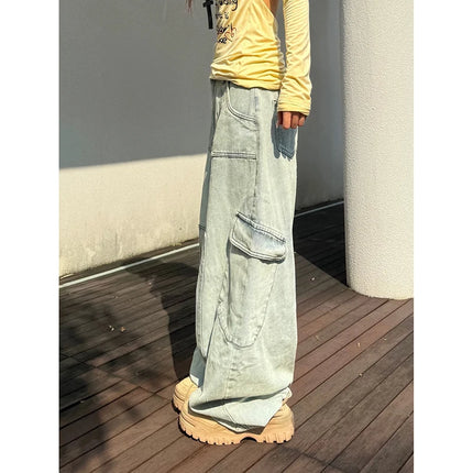 YIBASHU Jeans Neri Gotici Emo Y2k da Donna, Stile Japandi Vintage Oversize, Pantaloni Larghi in Denim Harajuku