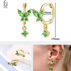 925 Sterling Silver Needle Green Zircon Gold Earrings Heart Hoop Earrings for Women Delicate Stud Earrings Luxury Jewelry Gifts PlatiNum