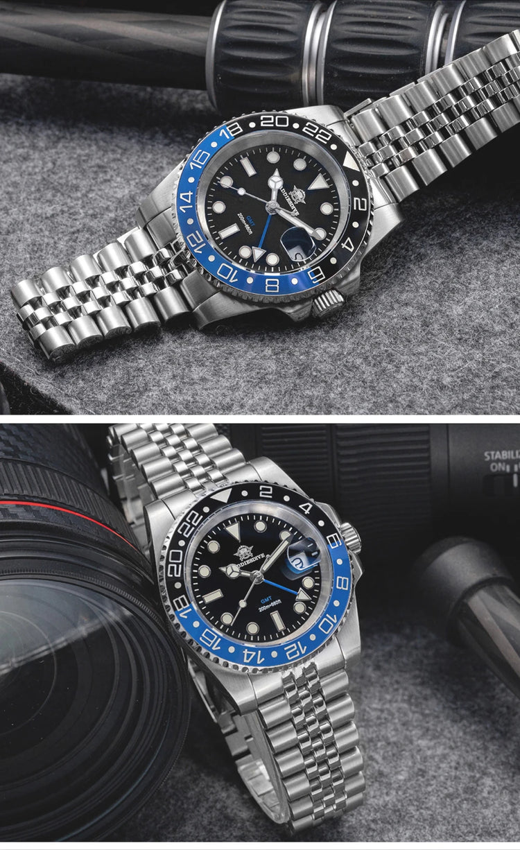 ADDIESDIVE AD2050 Luxury GMT Watch Stainless Steel Super Luminous 20Bar Water-Resistance Diving Men Quartz Watches Ceramic Bezel