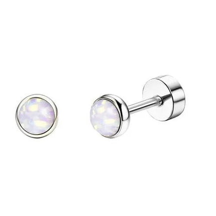 Florideco 1 paio di orecchini a bottone ipoallergenici con retro piatto per donna uomo orecchini a bottone per cartilagine in acciaio inossidabile chirurgico platinumshop