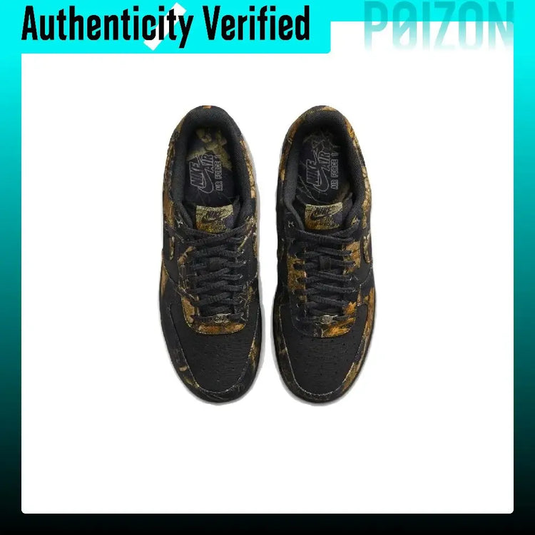 Nike Air Force 1 Fabric Cushioning Low-top Skateboard Shoes Men's Black Brown IH1221-001