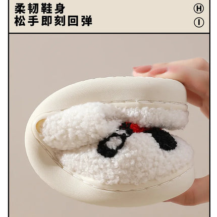 Comwarm Pantofole pelose in pelliccia invernale per donna Scivoli piatti soffici per camera da letto simpatico cartone animato Morbido comfort Scarpe calde in cotone felpato per la casa