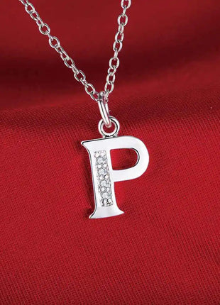 26 Letters 925 Sterling Silver Necklace Pendant Zircon For Women Exquisite Student Girlfriend Jewelry Accessories Wedding Gift PlatiNum