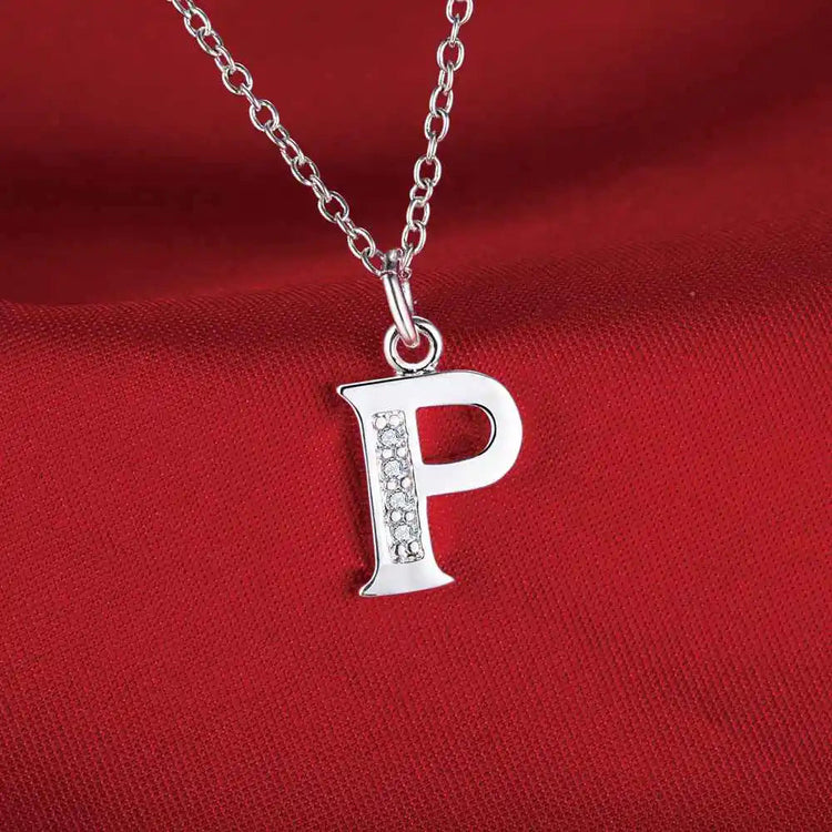 26 Letters 925 Sterling Silver Necklace Pendant Zircon For Women Exquisite Student Girlfriend Jewelry Accessories Wedding Gift PlatiNum