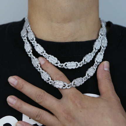 Set Gioielli Hip Hop da Uomo/Ragazzo Iced Out Bling 2026 Nuovo Design: Collana e Bracciale con Catena Cuban Link a Moneta Infinita/Dollaro platinumshop
