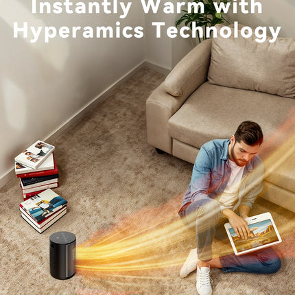 Portable Electric Heater 1500W PTC Ceramic Space Heater 10inch Instant Warmth Quiet Air Blower Fan V0-Grade Fireproof Materials Overheat Protection Tilting Protection Home Appliance for Bedroom Office Desk Indoor