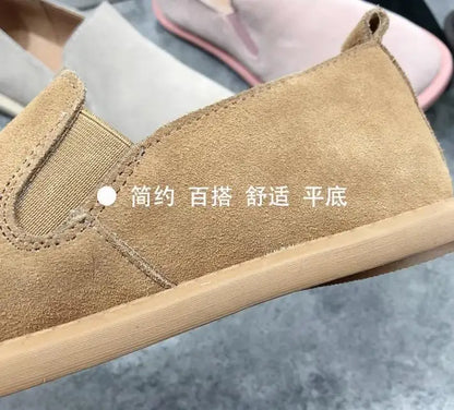 women Shoes British Luxury Designer Cow Leather Shoes Vintage Flats Breathable Autumn Loafers Suede Sneakers