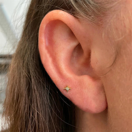 AIDE Heart Round Ball Flat Helix Piercing Earring 925 Sterling Silver Ear Studs Geometric Zircon Exquisite Trinket Studs Aretes PlatiNum
