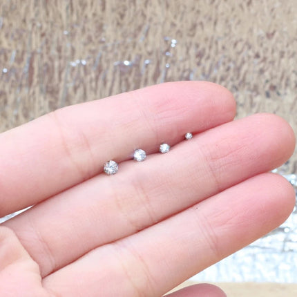 Super Mini 1.5MM 2MM zirconi in acciaio inox Push Back orecchini a bottone per uomo donna 2PC delicato Jewerlry platinumshop