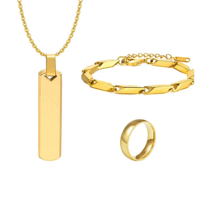 Set di 3 Collane con Barra Verticale per Uomo, Collana con Ciondolo in Acciaio Inossidabile Stile Hip Hop, Set di Gioielli alla Moda Regalo per Lui platinumshop