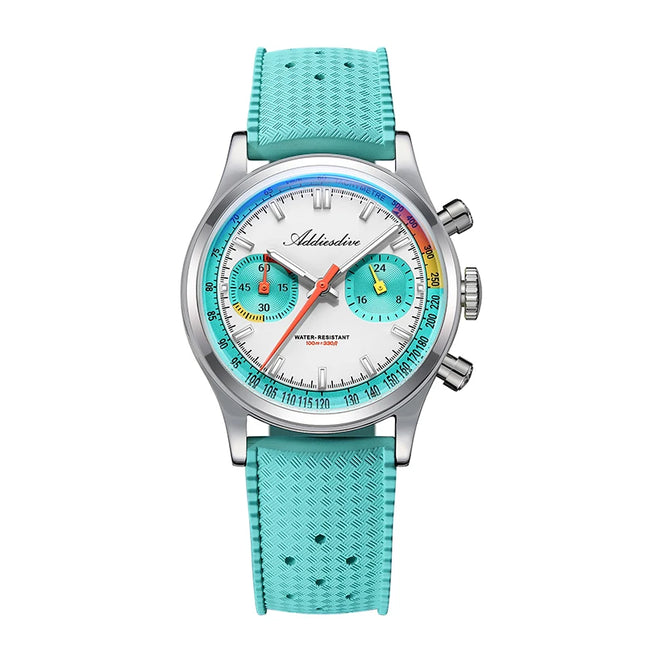 ADDIESDIVE HOT 38mm Men's Watch AD2549 BGW9 Super Luminous Fluorocarbon Rubber 10Bar Waterproof 0S21 Chronograph Quartz Watches