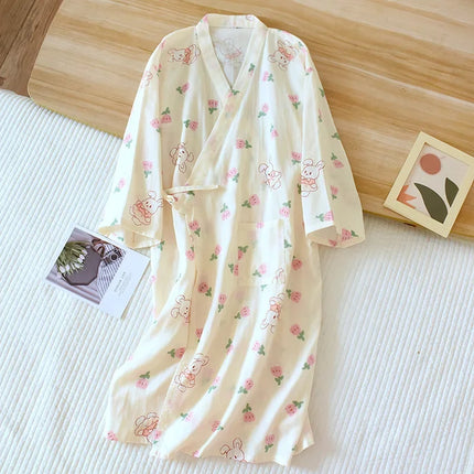 Pigiama kimono in stile giapponese estate nuovo pigiama di garza di cotone 100% camicia da notte da donna SPA yukata homewear pigiama lungo da donna
