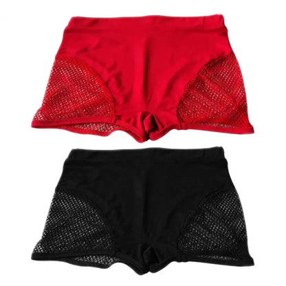 2025 Sexy Booty Yoga Shorts for Women High Waist Workout Gym Shorts Mesh Tulle Spliced Mini Hot Pants for Pole Dance Gym Yoga