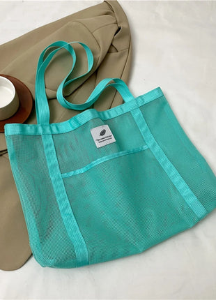 Borsa tote da donna in rete trasparente, borsa a tracolla portatile alla moda multifunzionale per lo shopping, viaggi, spiaggia estiva