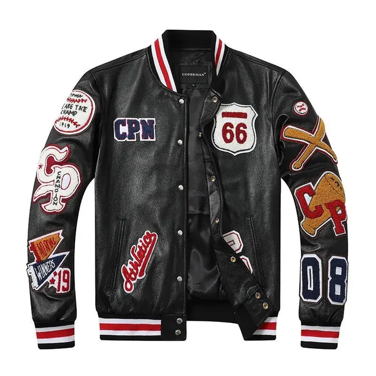 Street Popular Letter Flocking Embroidered Jacket And Coat Men 2023 New Y2K Harajuku Hip Hop Spliced Motorcycle Baseball Uniform