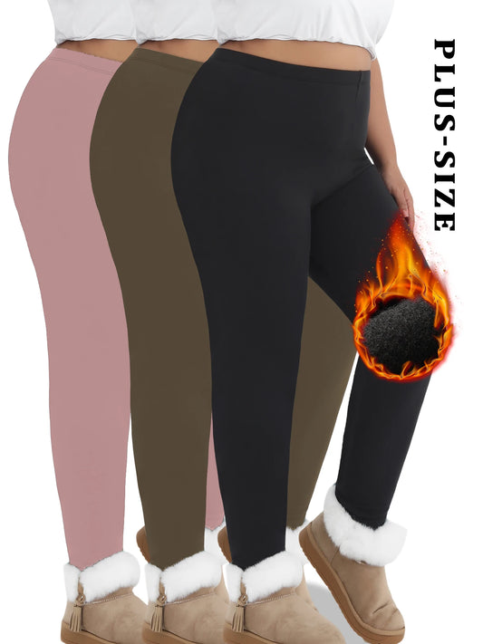 3 Pack Plus Size Super Soft Fleece Lined Leggings Women, Workout Yoga Running Thermal Warm Pants For cold winter Running