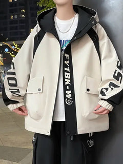 Fashion 2026 Spring Autumn Men's Casual Hooded Jackets Youth High Quality Streetwear Loose Coat Outdoor Windbreaker Top Clothing