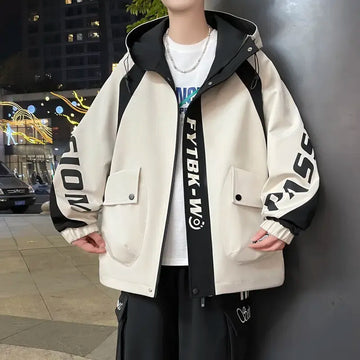 Fashion 2026 Spring Autumn Men's Casual Hooded Jackets Youth High Quality Streetwear Loose Coat Outdoor Windbreaker Top Clothing