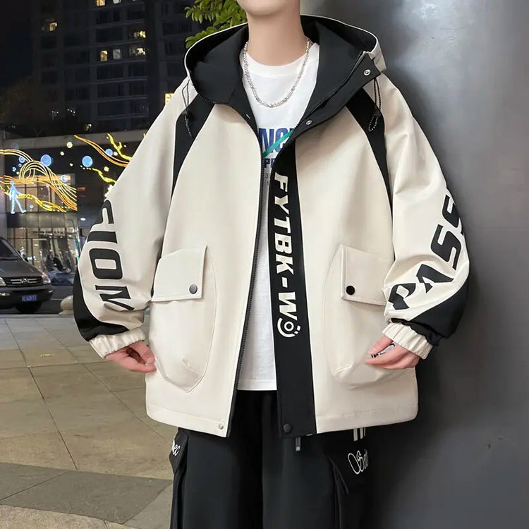 Fashion 2026 Spring Autumn Men's Casual Hooded Jackets Youth High Quality Streetwear Loose Coat Outdoor Windbreaker Top Clothing